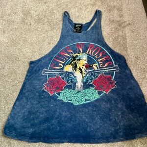 Ladies Sz S Guns N' Roses Blue Graphic Tank Top